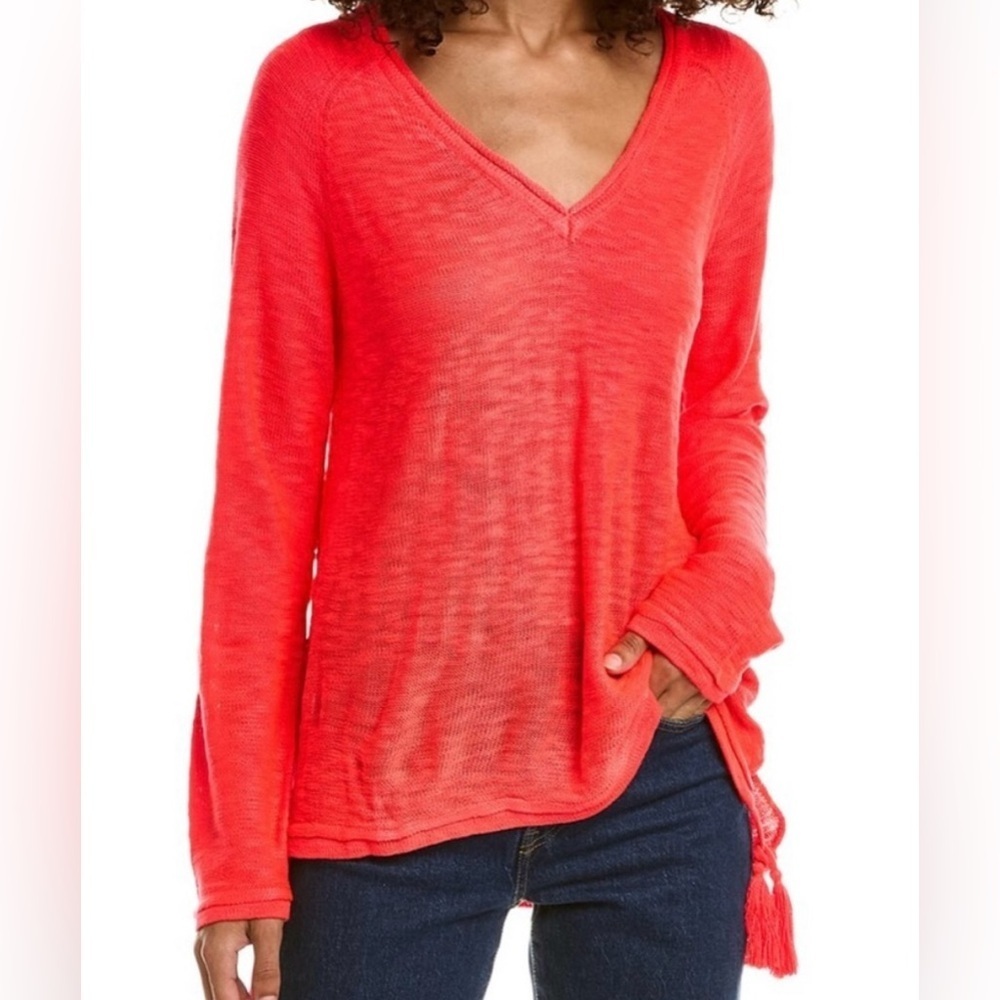 Lilly Pulitzer Jody v neck Sweater in spicy coral colorway size XL